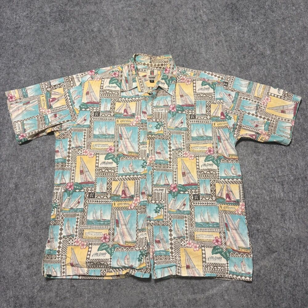 VTG Tori Richard Honolulu Abracadabra Shirt Size XL Americas Cup 2000 Reversible